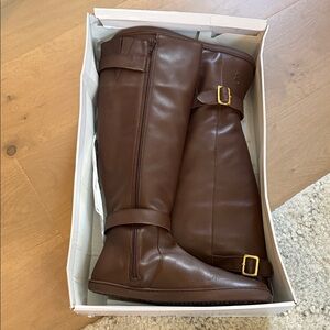 Sharpen Glam Brown Leather Knee-High Barefoot Boots- NEW